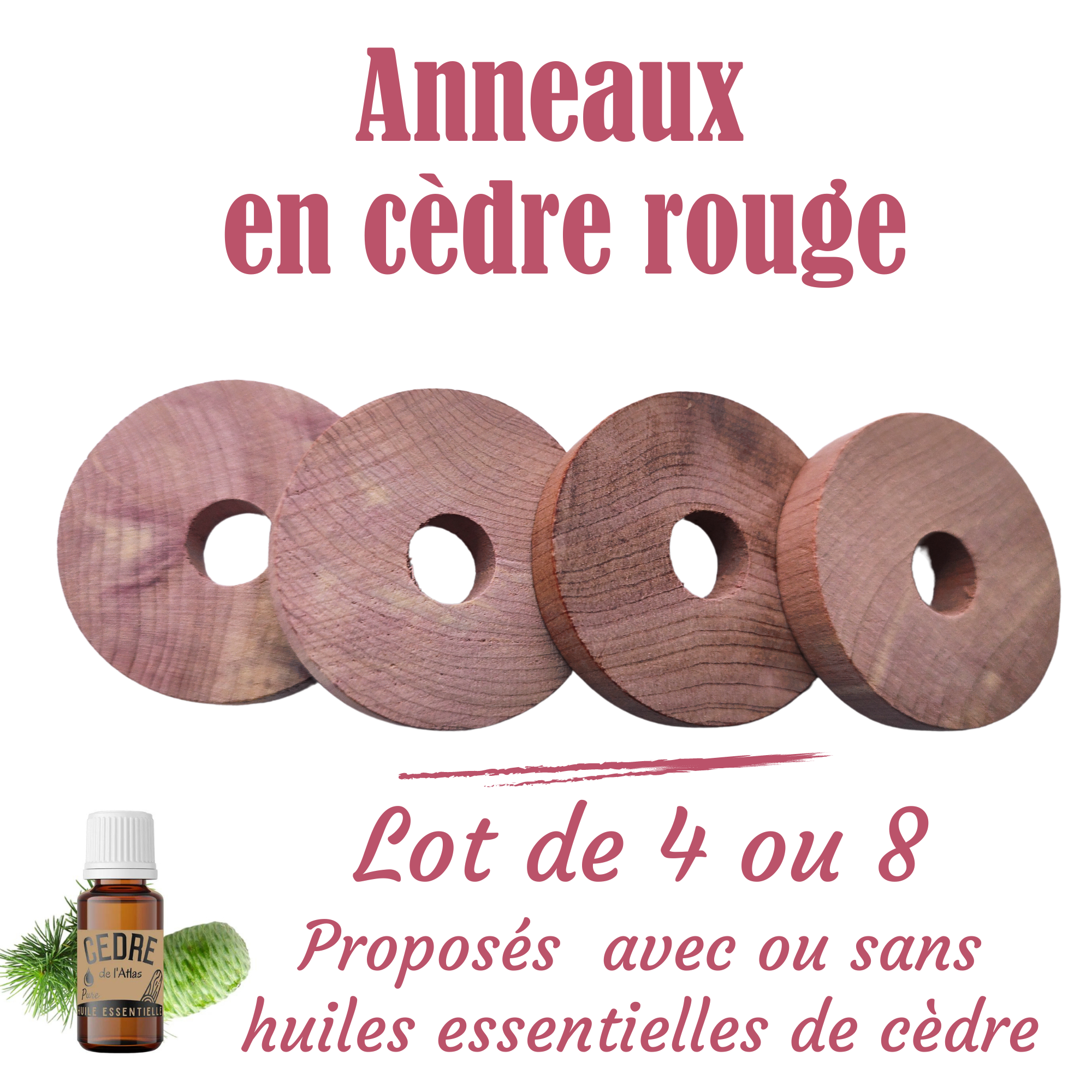 Lot De 20 Anneaux En Bois De Cèdre Anti-Mites - Protection Naturelle Pour Armoire, Tiroirs, Vêtements | Répulsif Mites Sans Produits Chimiques