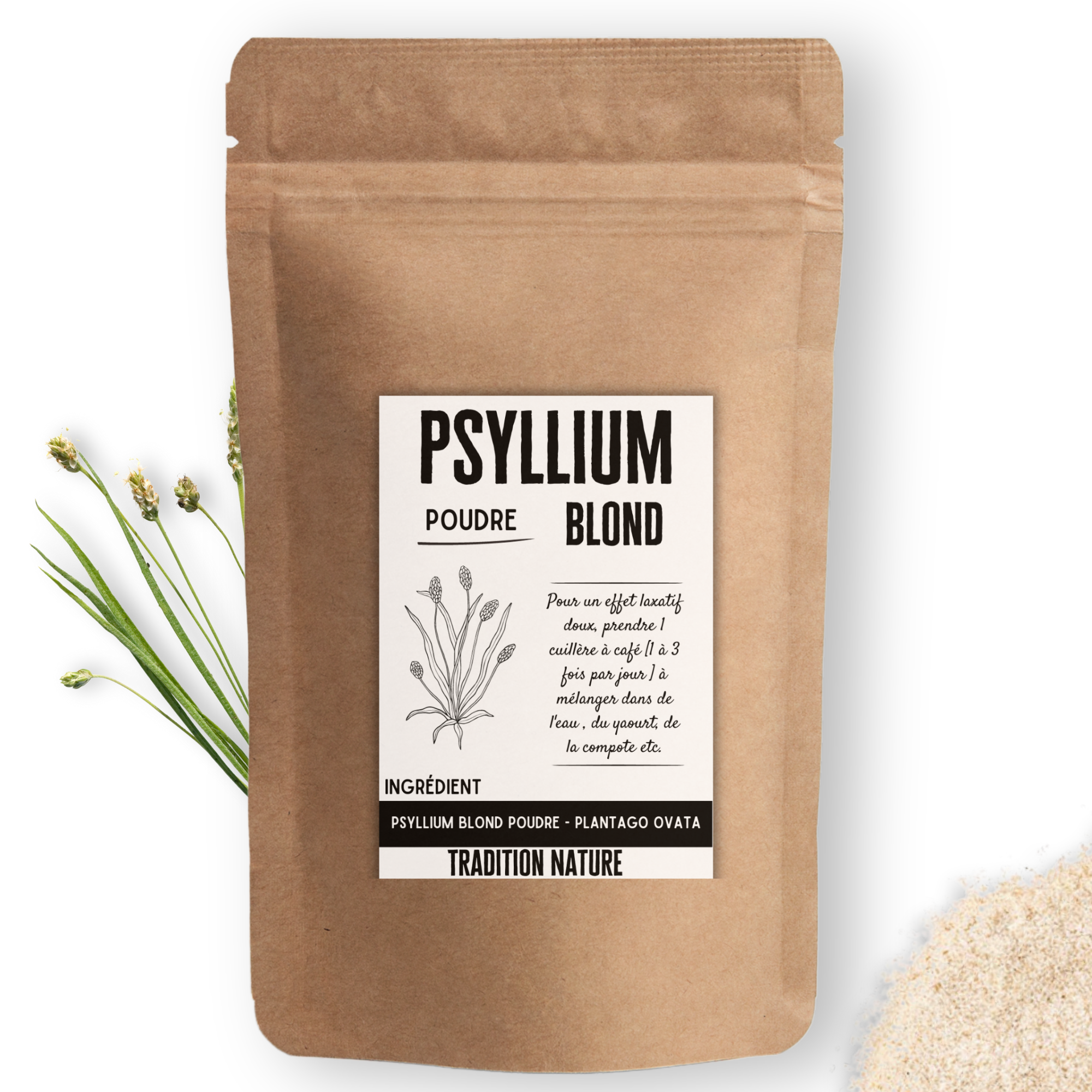 Psyllium blond - Plantago ovata - poudre extra fine